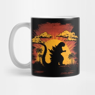 Godzilla at sunset Mug